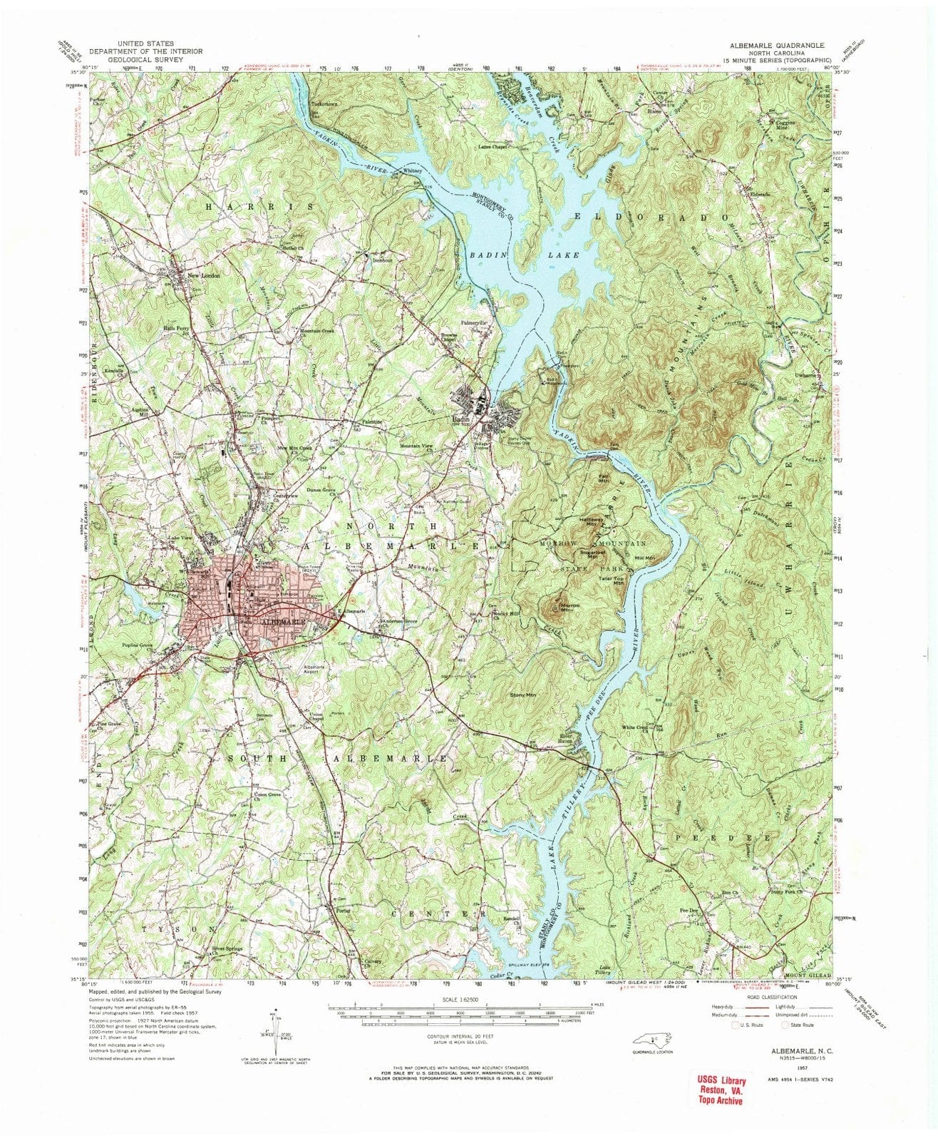 1957 Albemarle, NC - North Carolina - USGS Topographic Map