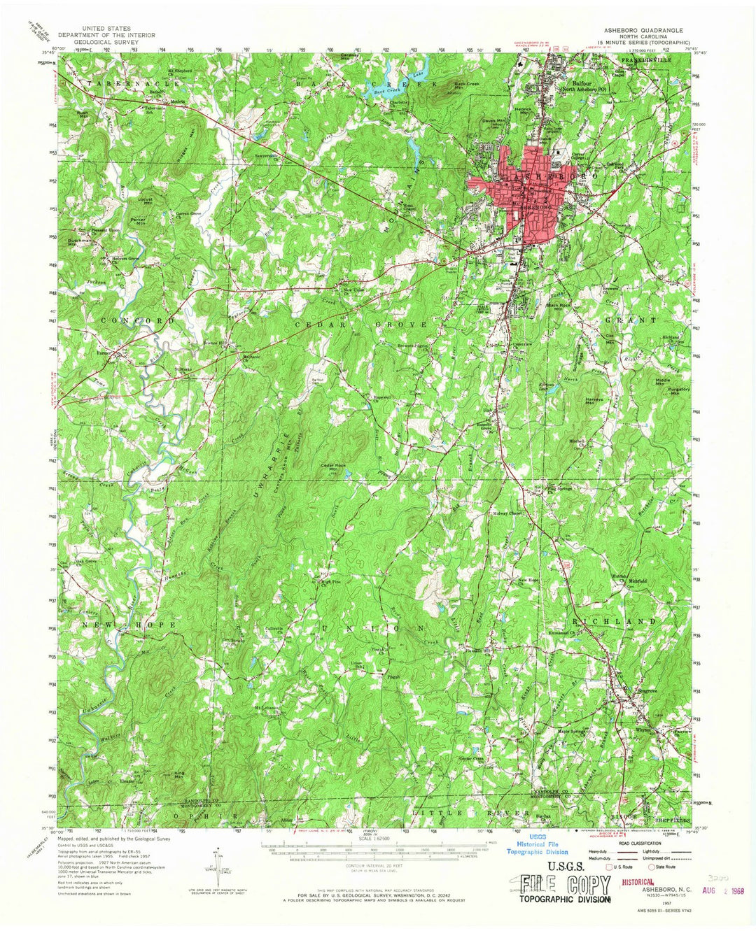 1957 Asheboro, NC - North Carolina - USGS Topographic Map