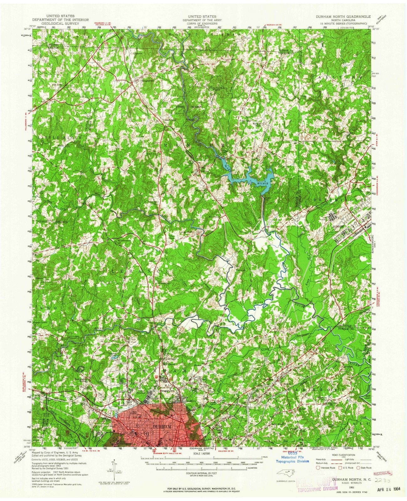 1951 Durham North, NC - North Carolina - USGS Topographic Map