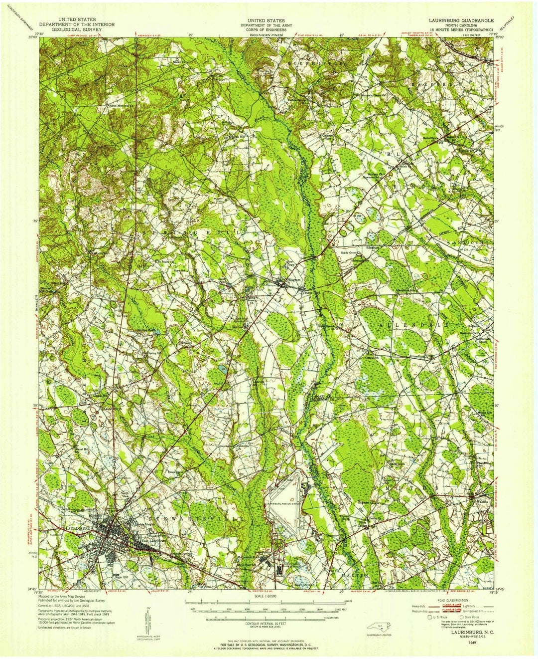 1949 Laurinburg, NC - North Carolina - USGS Topographic Map