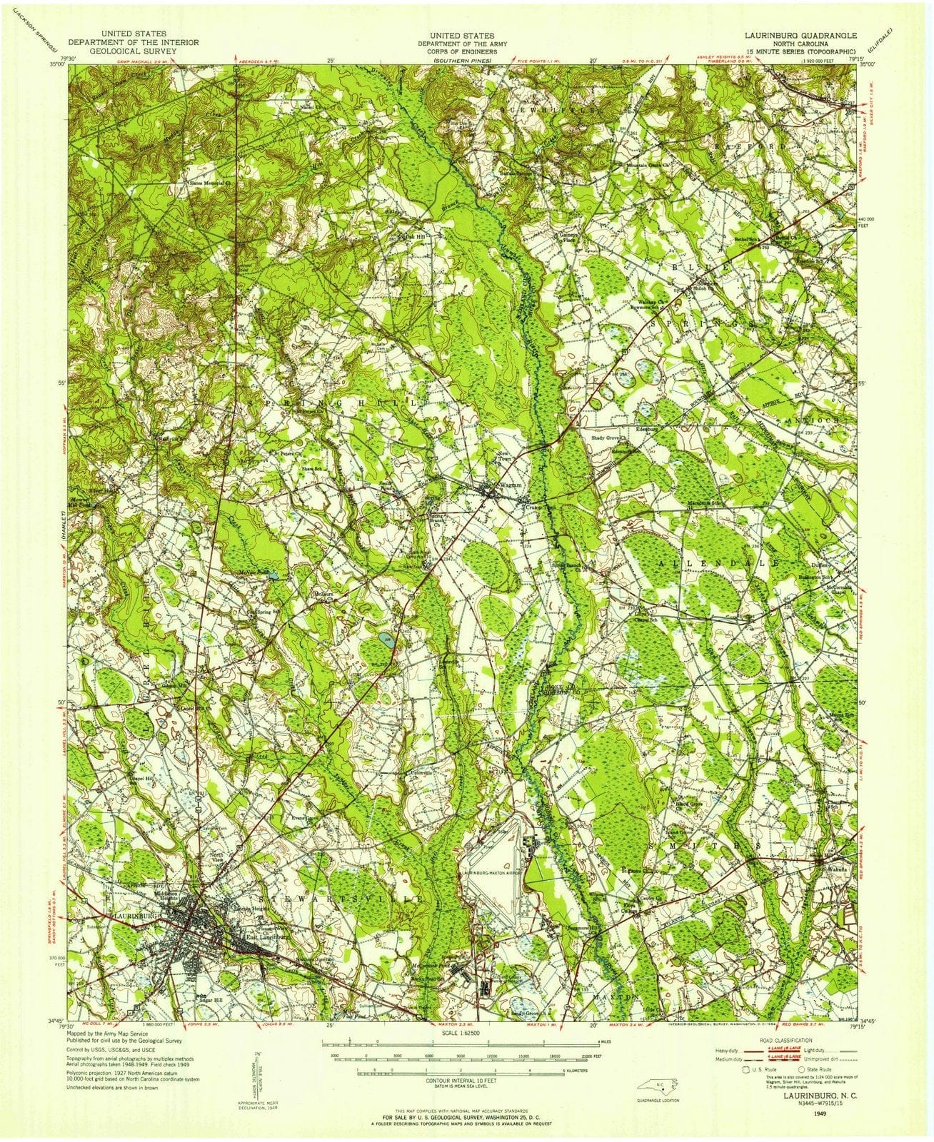 1949 Laurinburg, NC - North Carolina - USGS Topographic Map