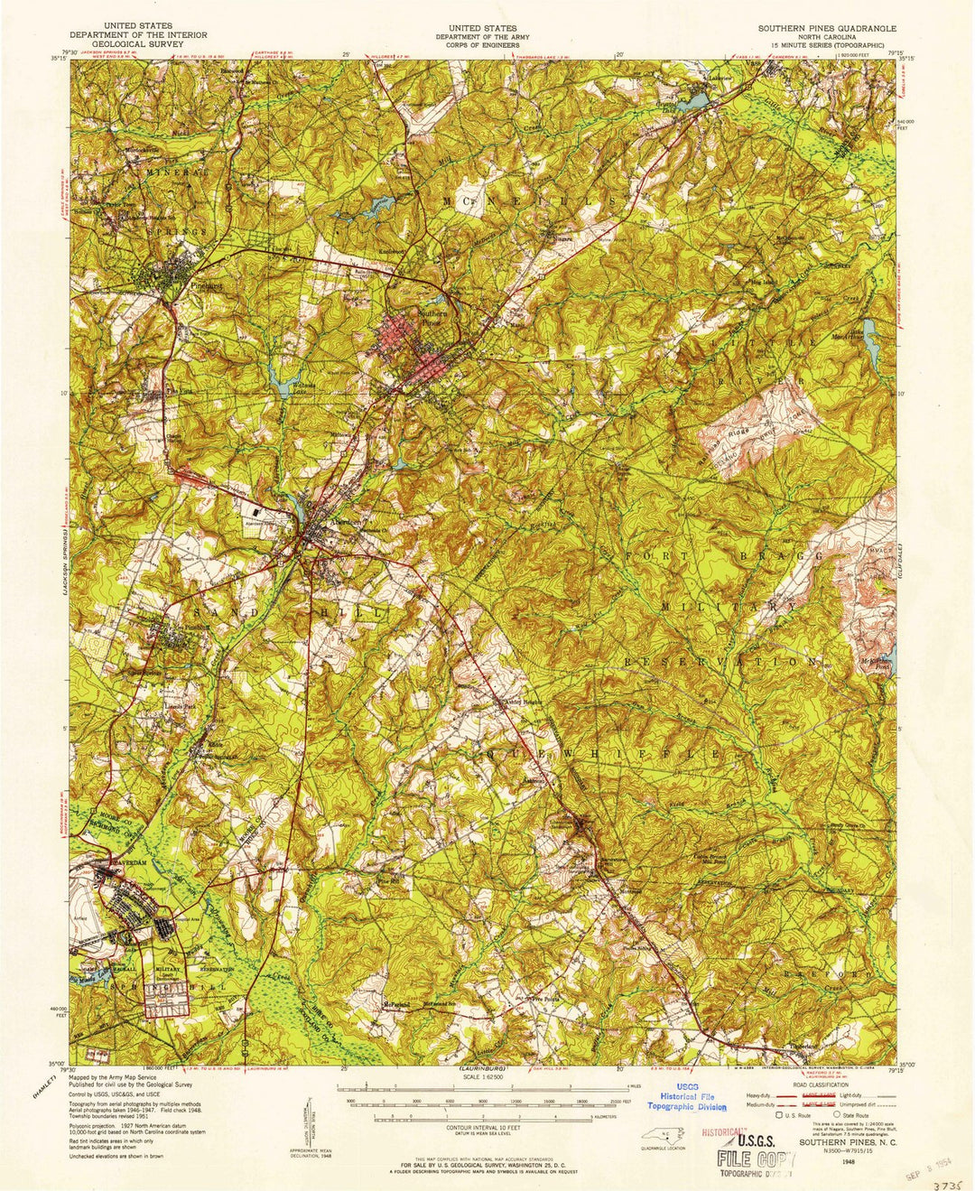 1948 Southern Pines, NC - North Carolina - USGS Topographic Map