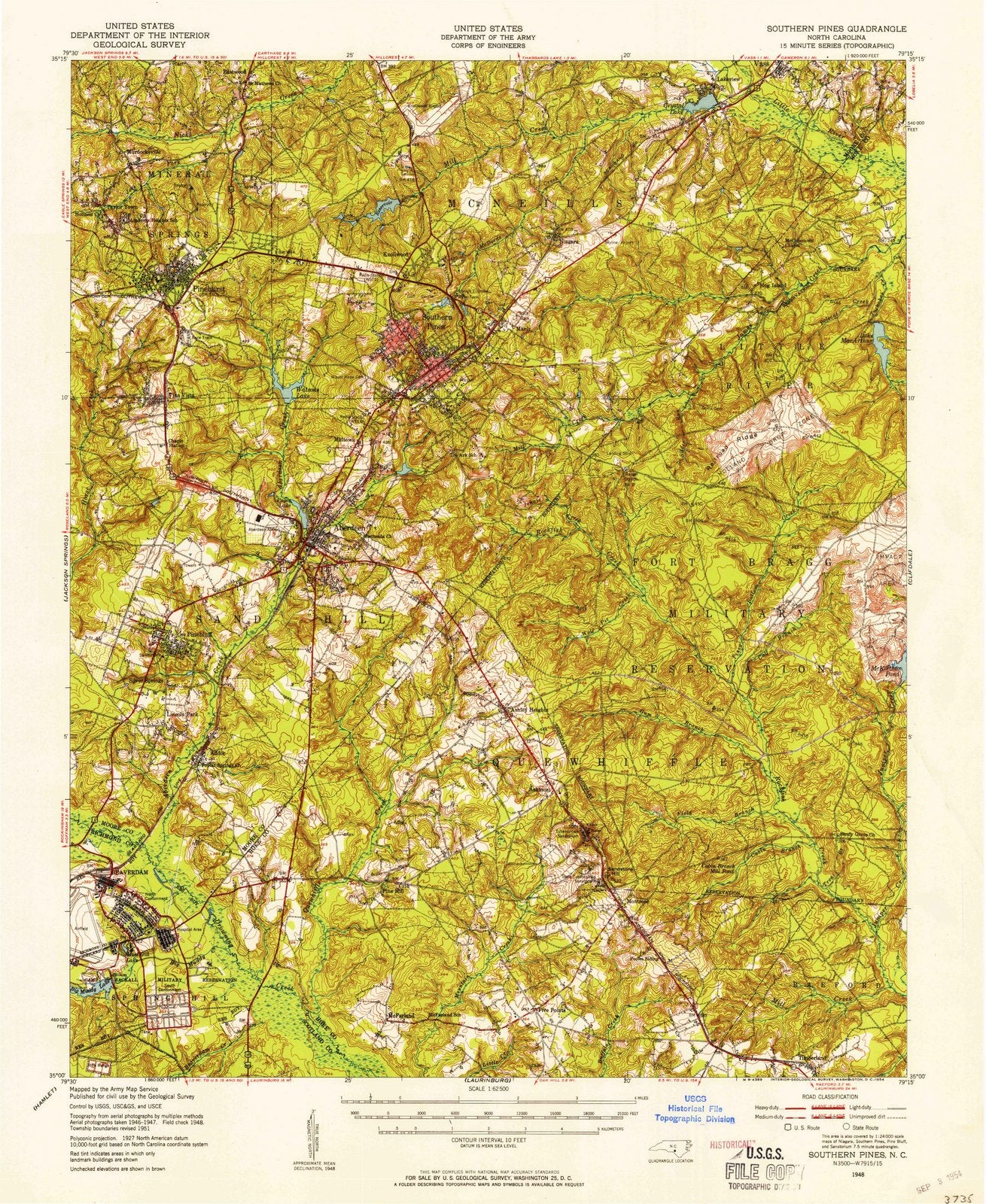 1948 Southern Pines, NC - North Carolina - USGS Topographic Map