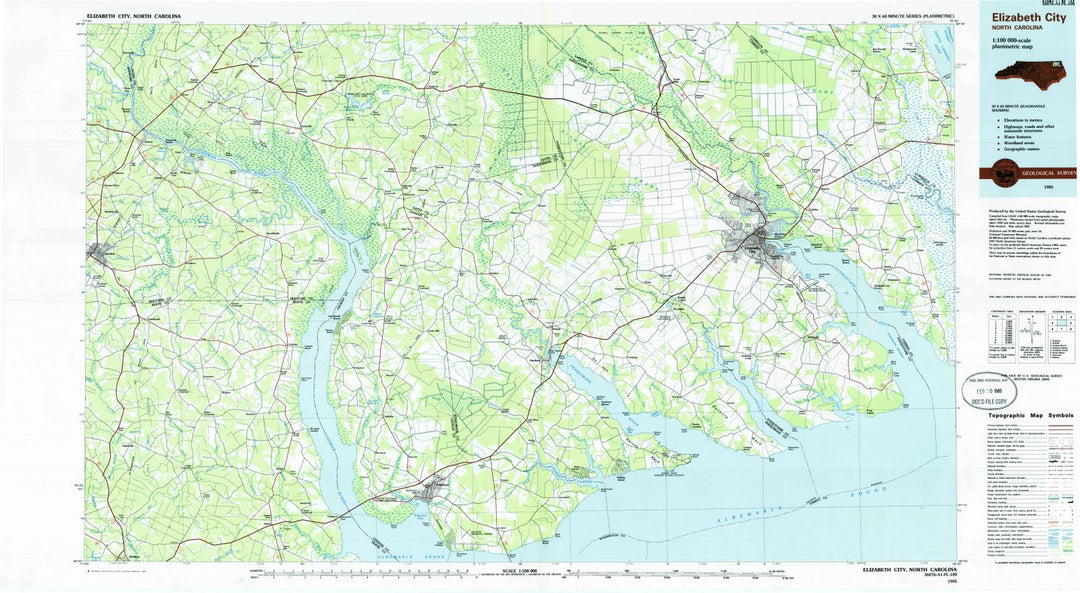 1985 Elizabeth City, NC - North Carolina - USGS Topographic Map