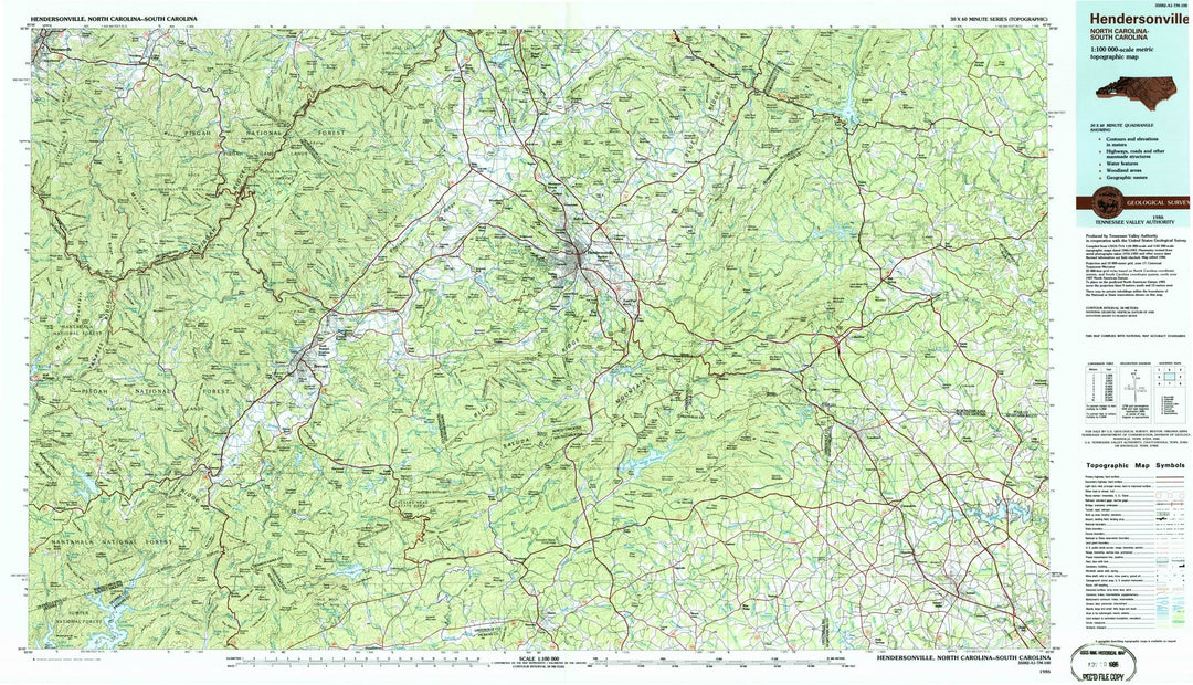 1986 Hendersonville, NC - North Carolina - USGS Topographic Map