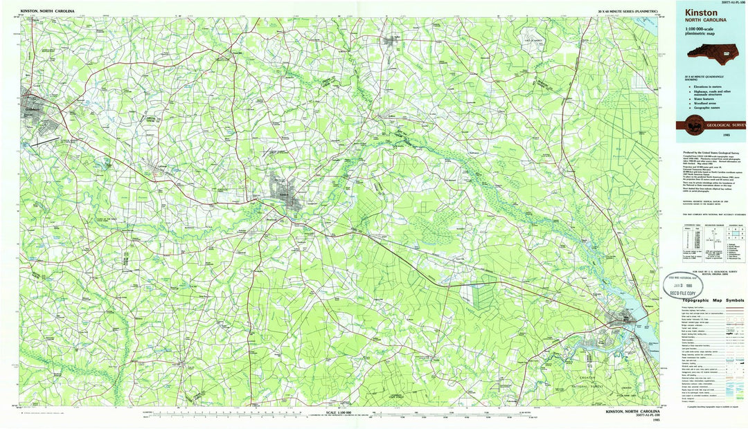 1985 Kinston, NC - North Carolina - USGS Topographic Map