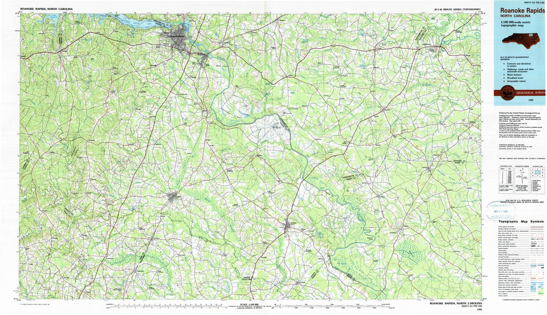 1985 Roanoke Rapids, NC - North Carolina - USGS Topographic Map