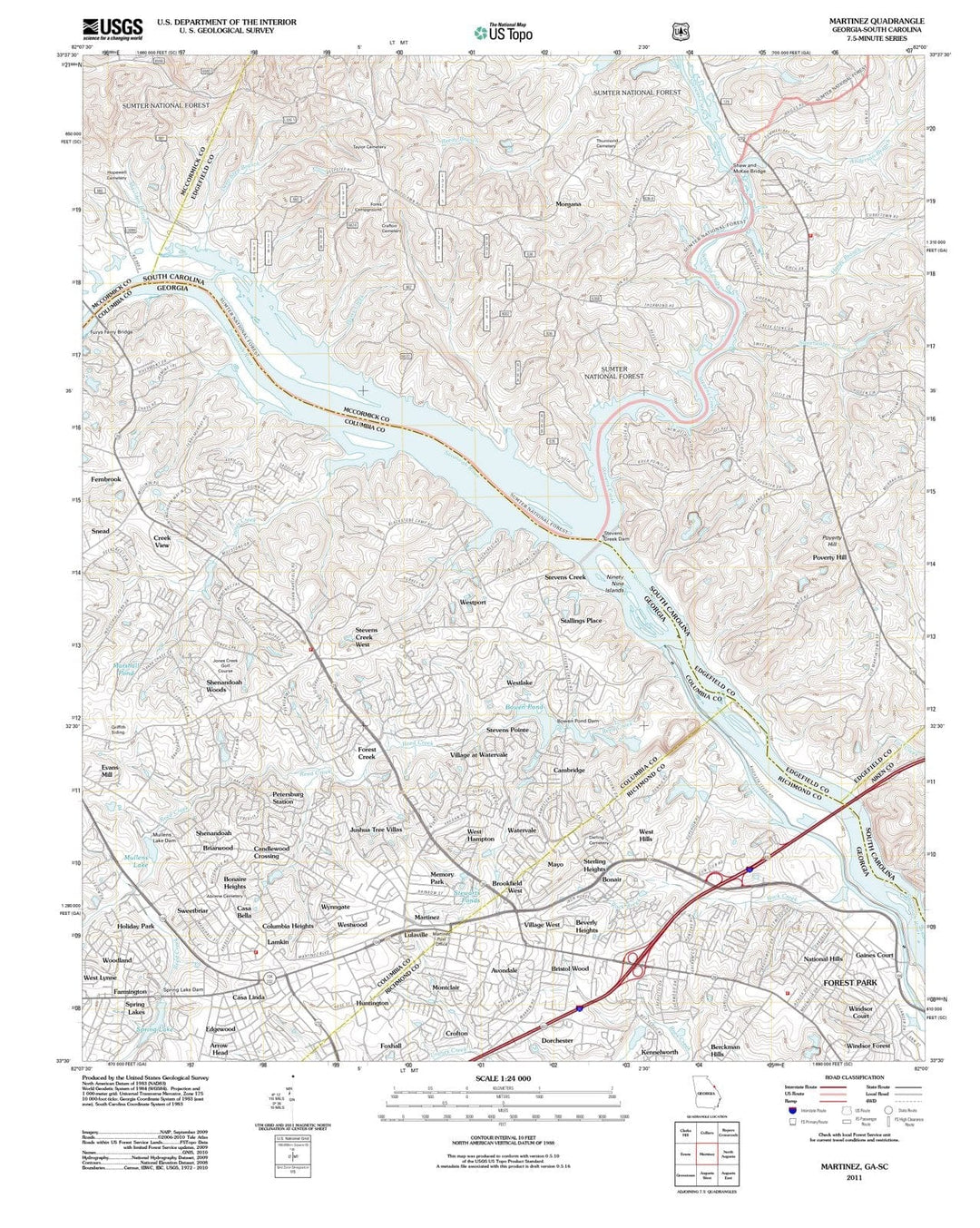 2011 Martinez, GA - Georgia - USGS Topographic Map