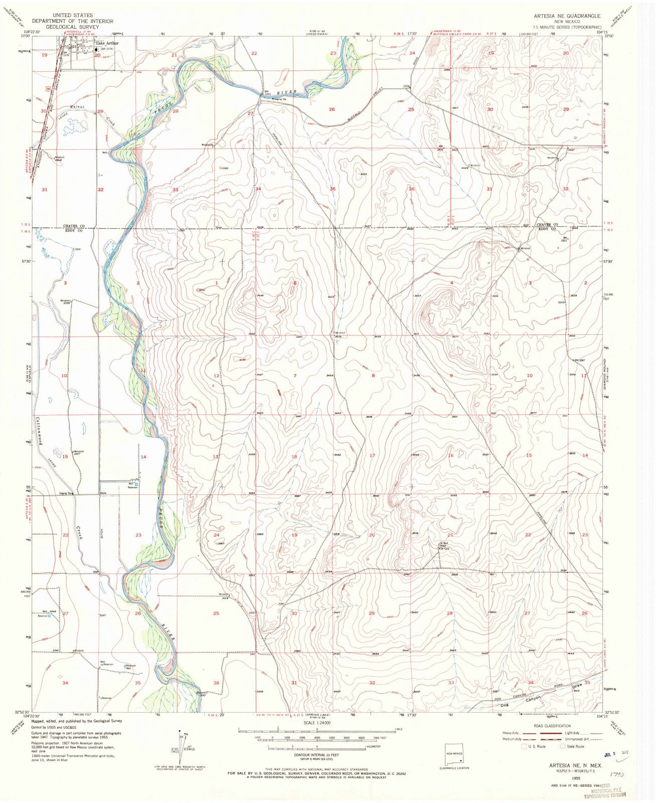1955 Artesia, NM - New Mexico - USGS Topographic Map