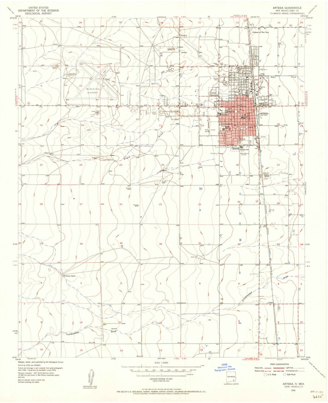 1955 Artesia, NM - New Mexico - USGS Topographic Map v2