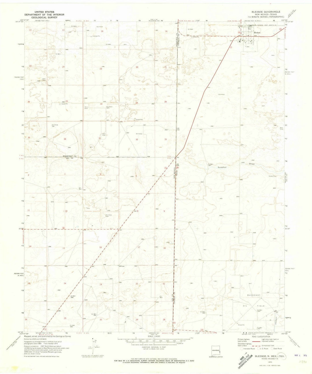 1970 Bledsoe, TX - Texas - USGS Topographic Map