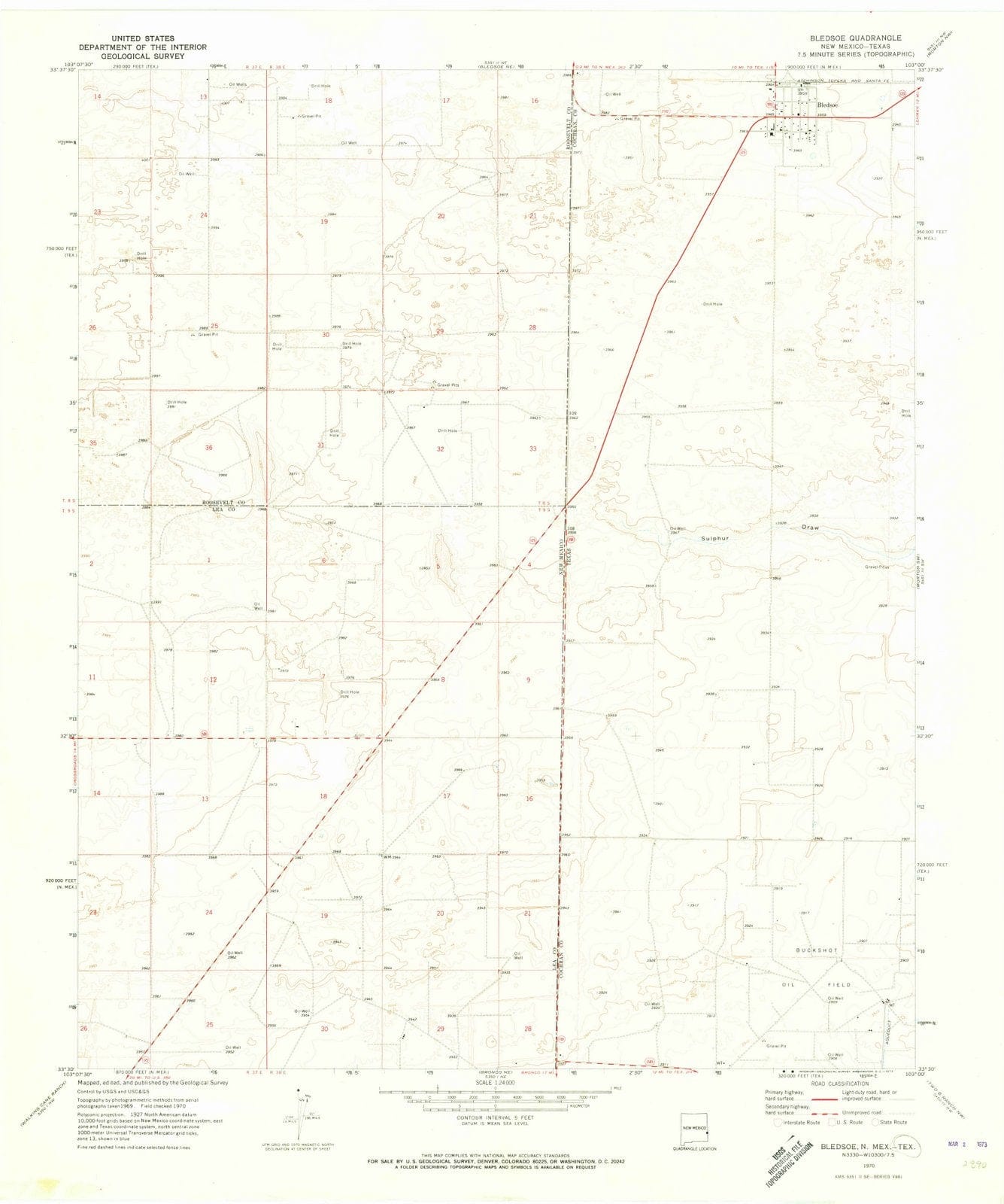 1970 Bledsoe, TX - Texas - USGS Topographic Map