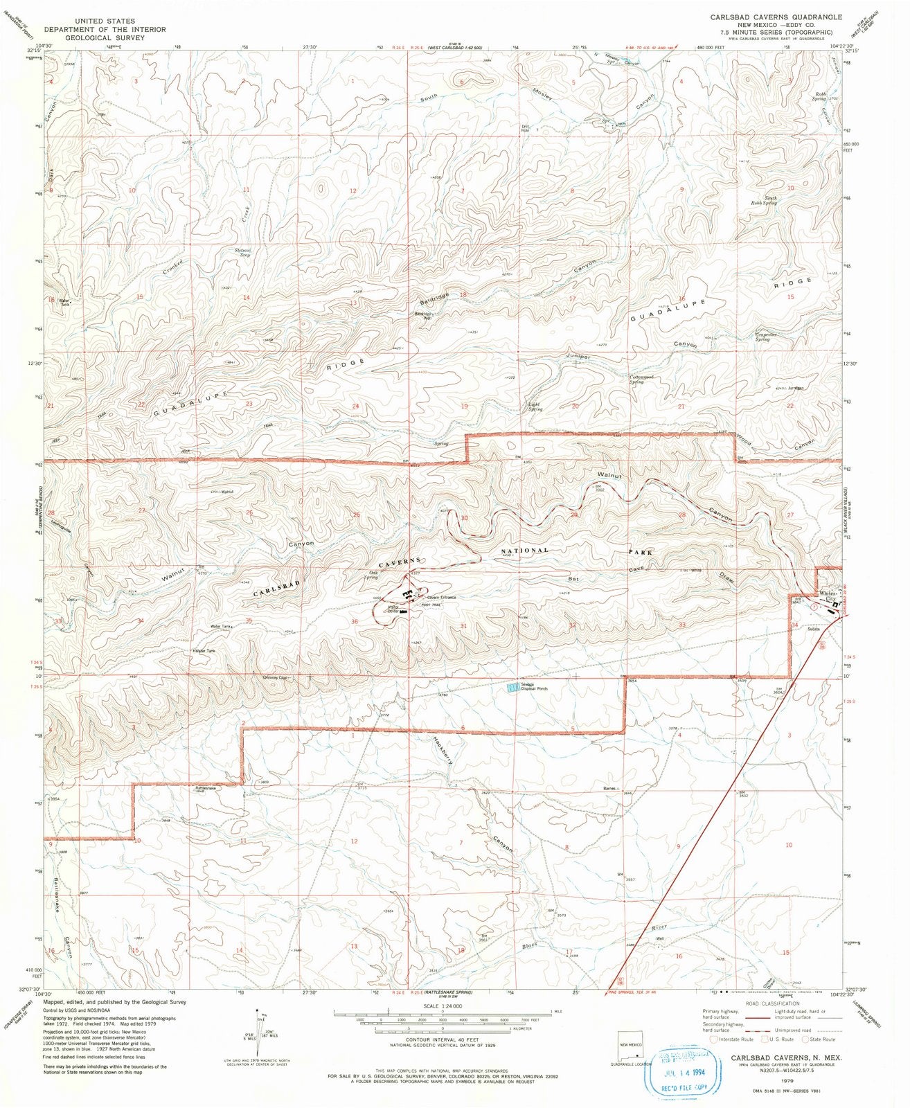 1979 Carlsbad Caverns, NM - New Mexico - USGS Topographic Map