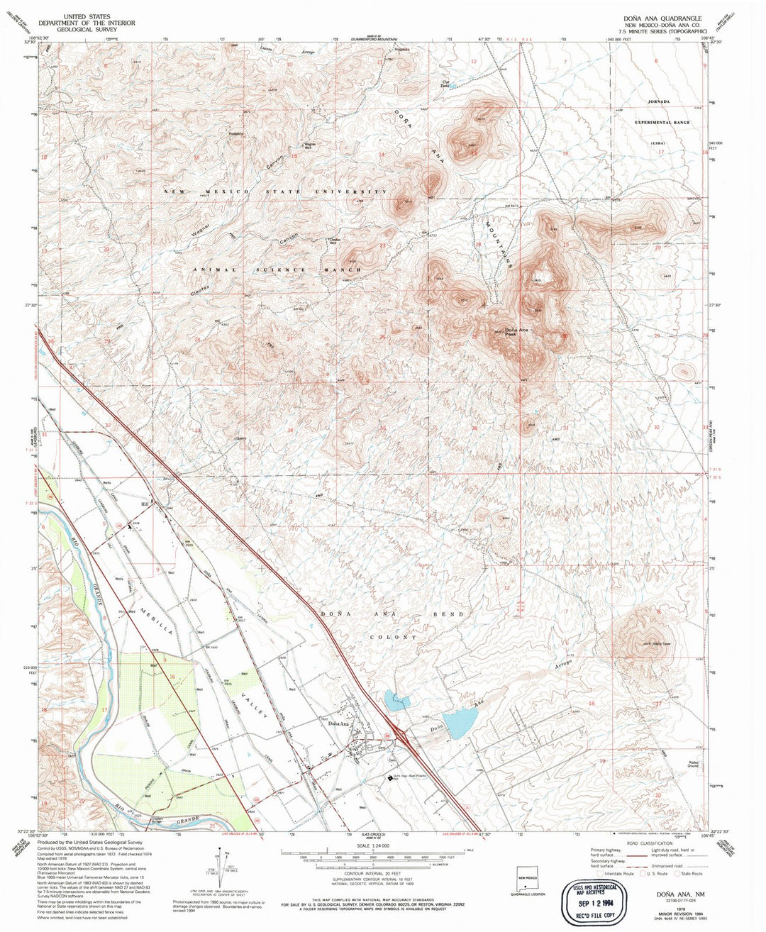 1978 Dona Ana, NM - New Mexico - USGS Topographic Map