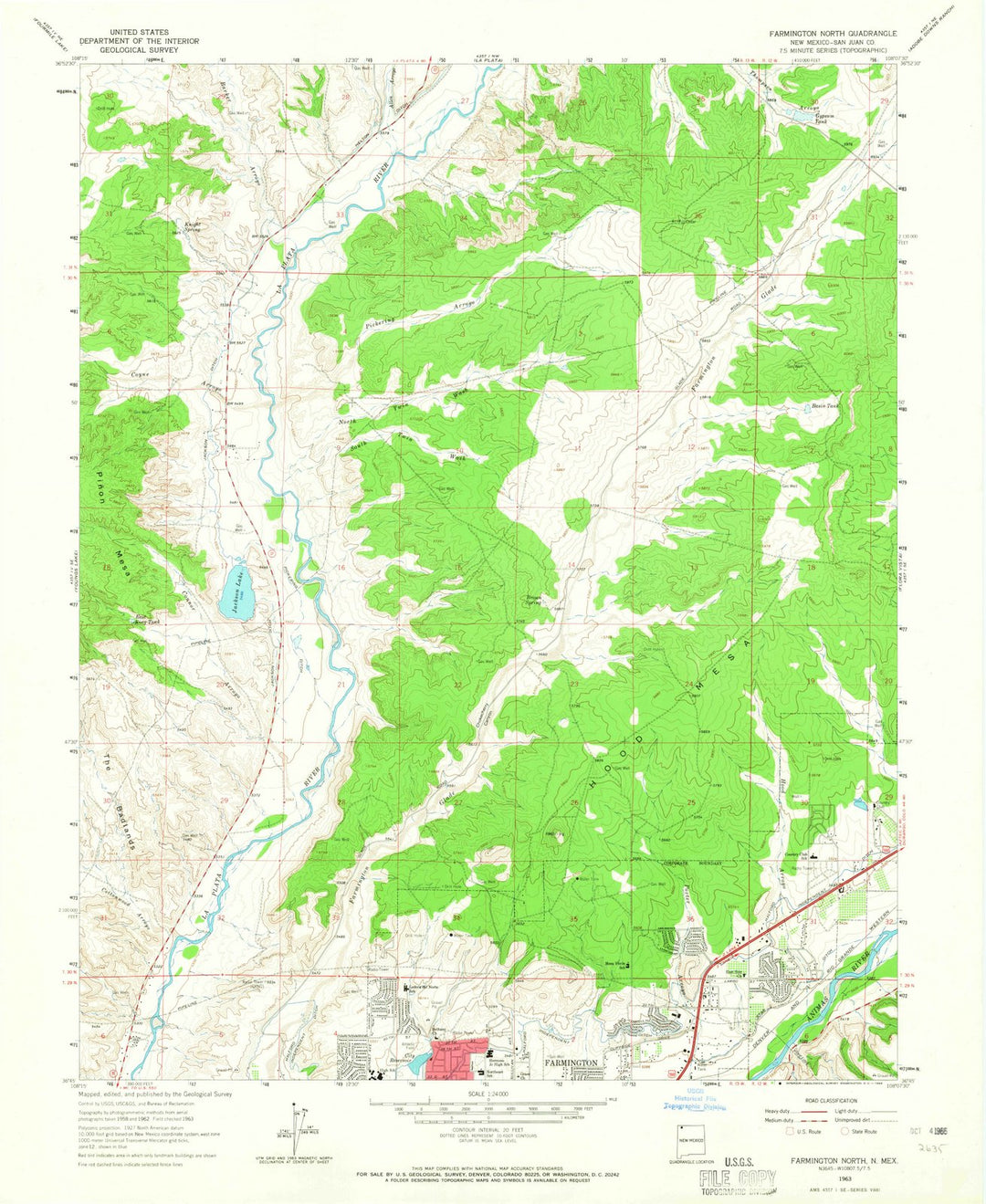 1963 Farmington North, NM - New Mexico - USGS Topographic Map