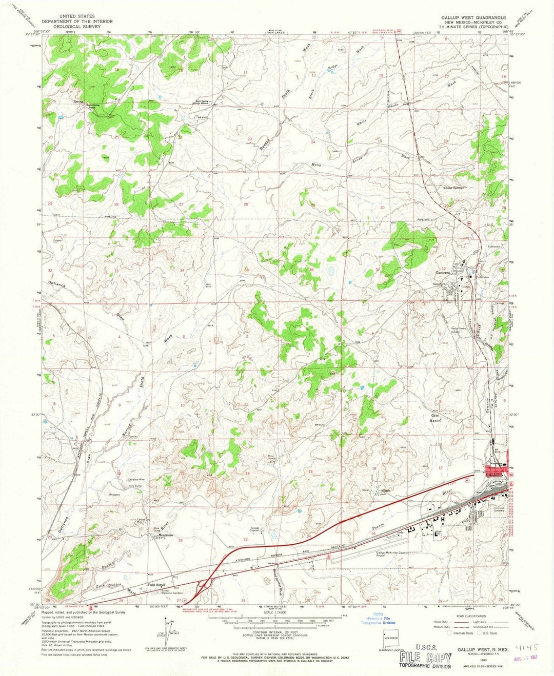 1963 Gallup West, NM - New Mexico - USGS Topographic Map