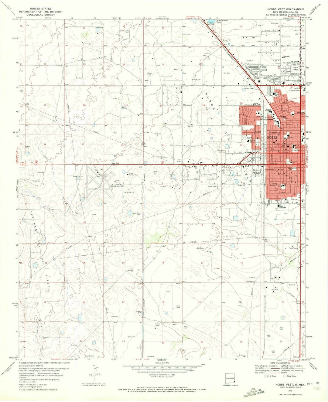 1969 Hobbs West, NM - New Mexico - USGS Topographic Map