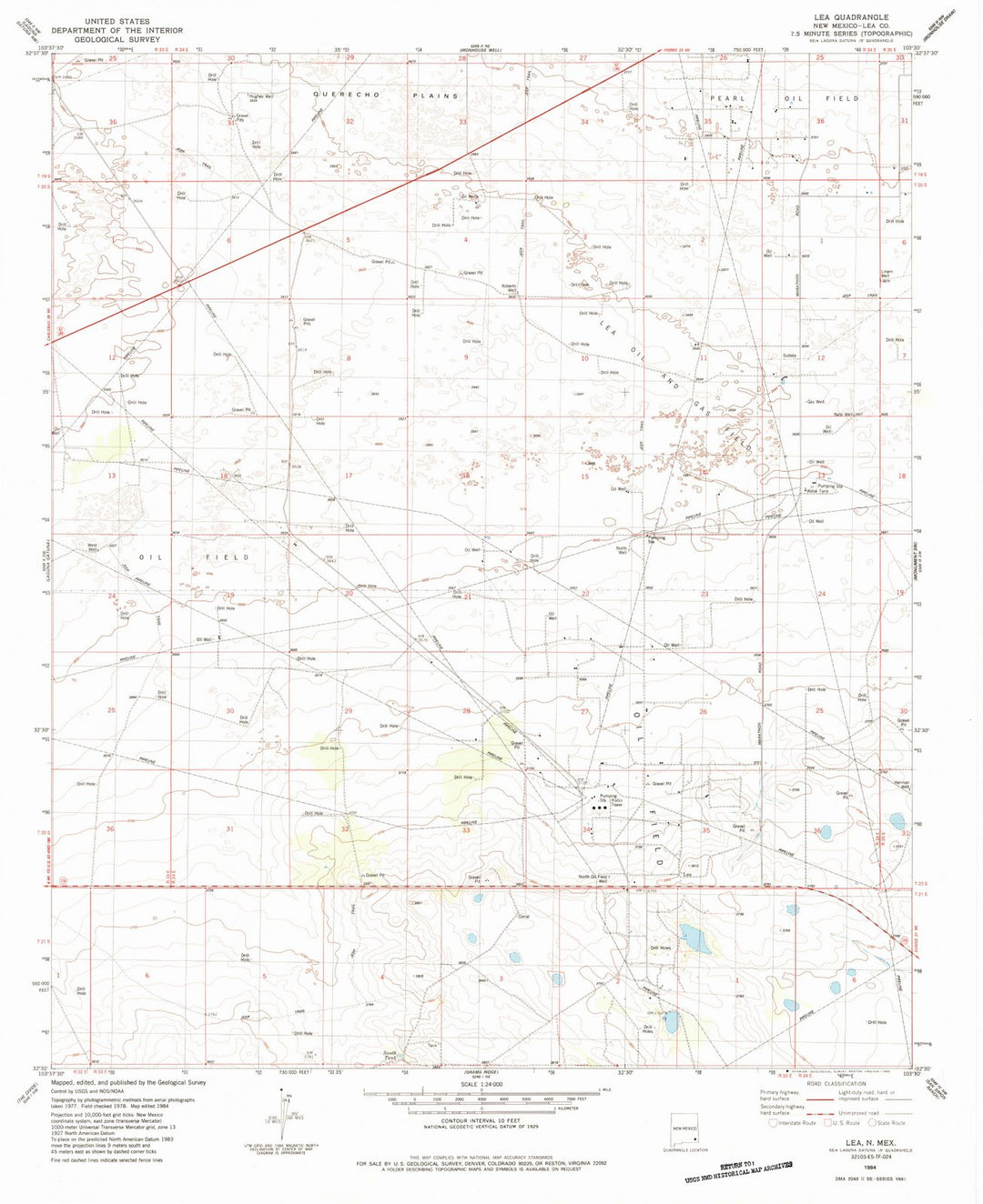 1984 Balance of Lea County, NM - New Mexico - USGS Topographic Map