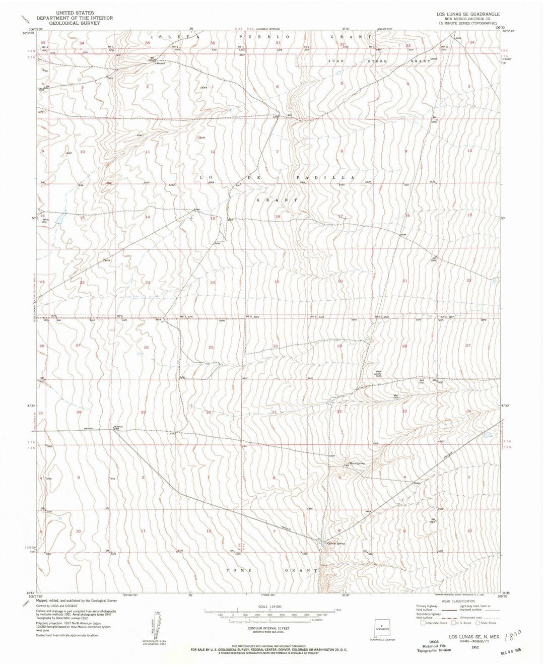 1952 Los Lunas, NM - New Mexico - USGS Topographic Map