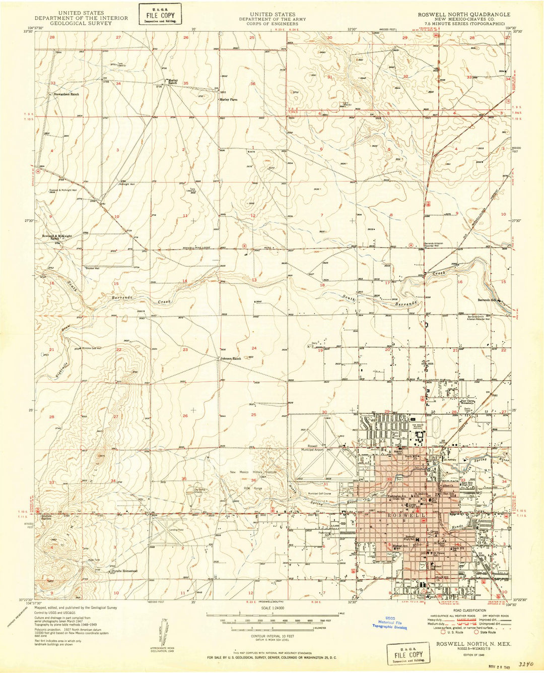 1949 Roswell North, NM - New Mexico - USGS Topographic Map