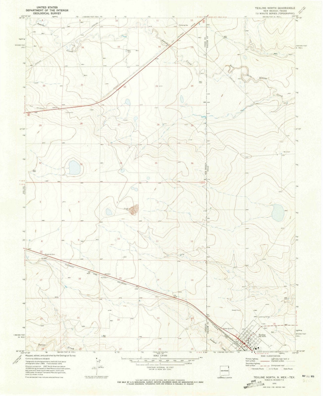 1970 Texline North, TX - Texas - USGS Topographic Map
