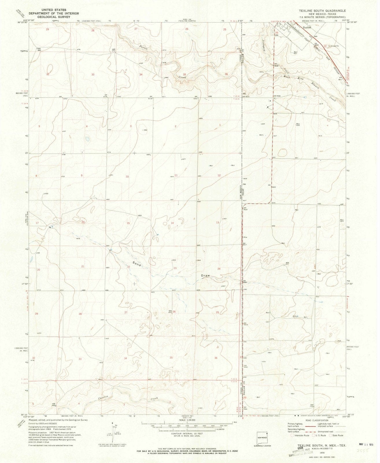 1970 Texline South, TX - Texas - USGS Topographic Map
