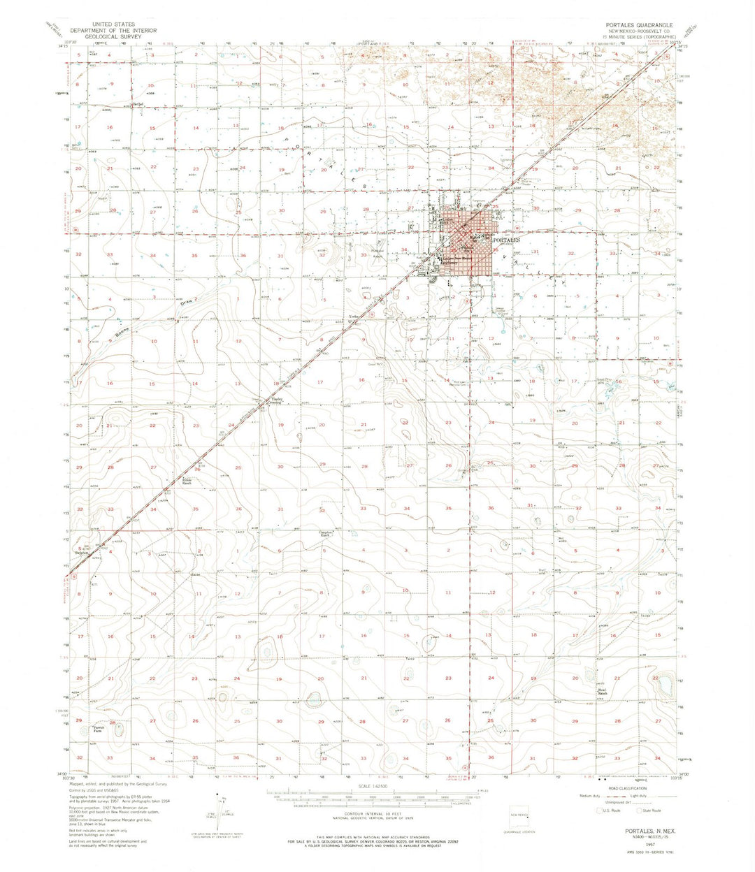 1957 Portales, NM - New Mexico - USGS Topographic Map