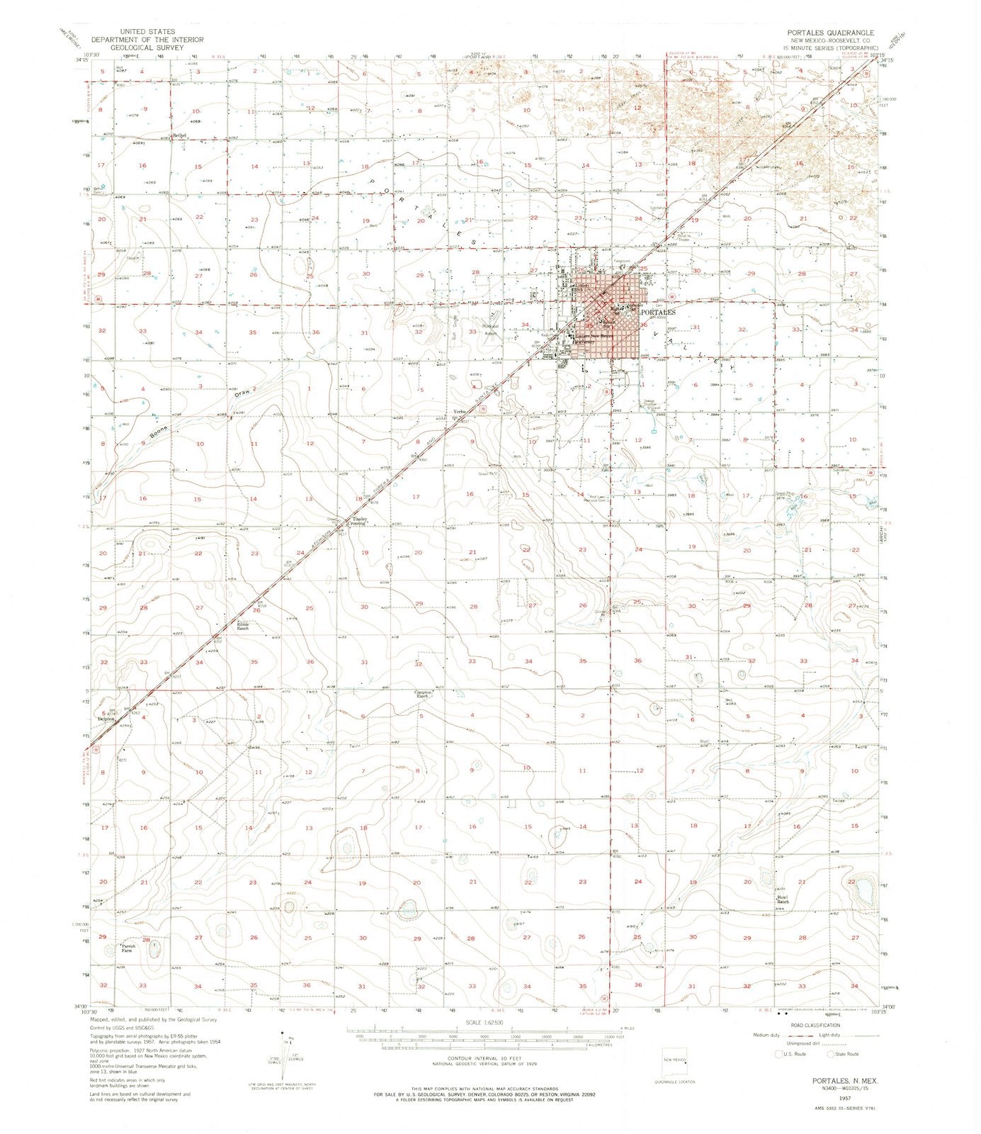 1957 Portales, NM - New Mexico - USGS Topographic Map