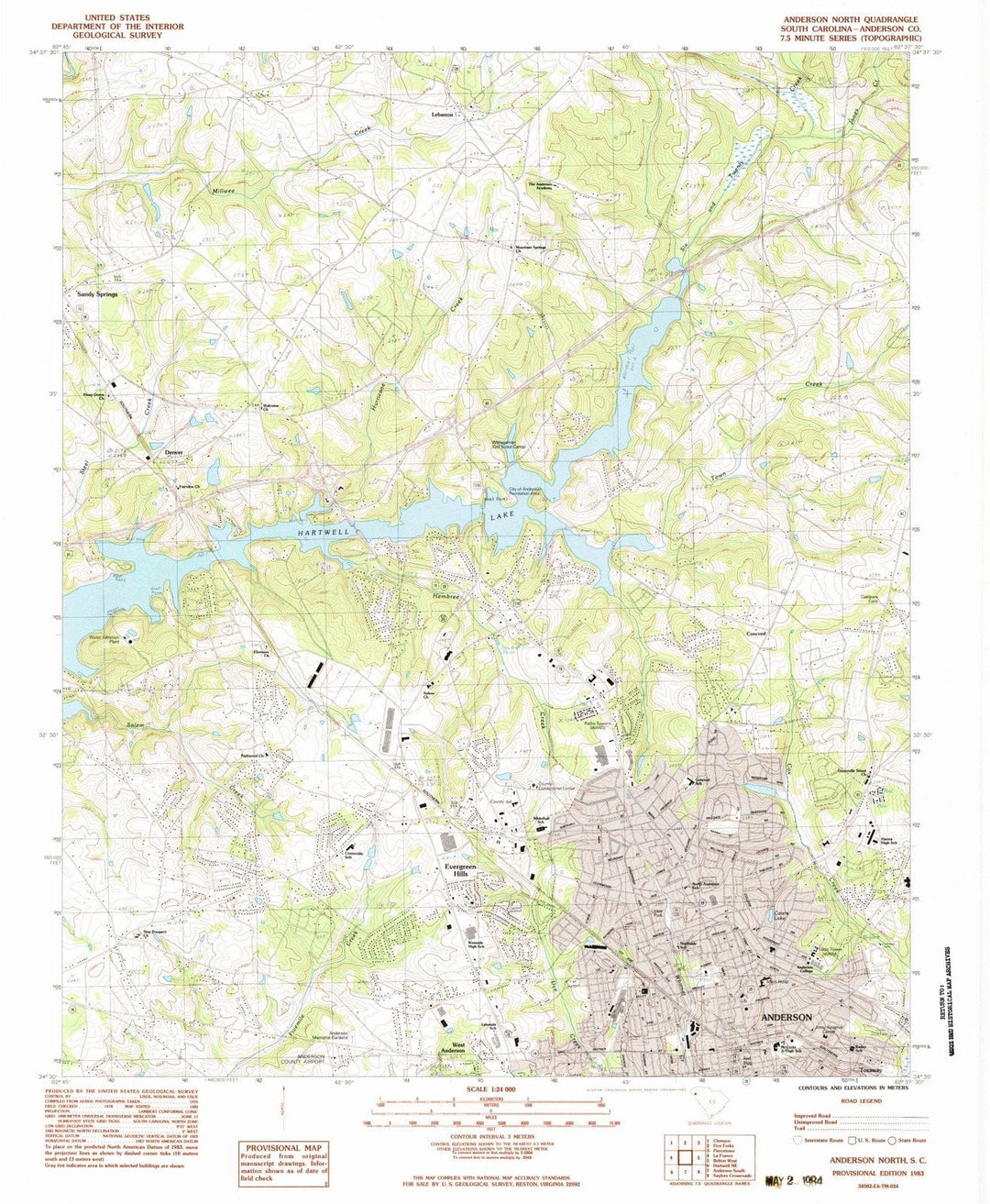 1983 Anderson North, SC - South Carolina - USGS Topographic Map