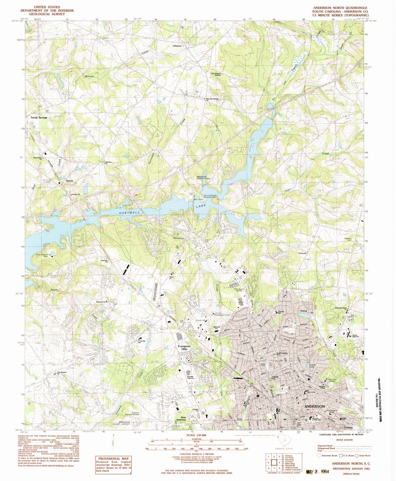 1983 Anderson North, SC - South Carolina - USGS Topographic Map