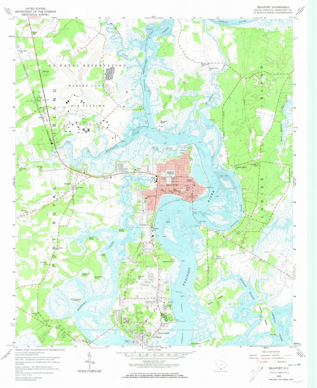 1958 Beaufort, SC - South Carolina - USGS Topographic Map