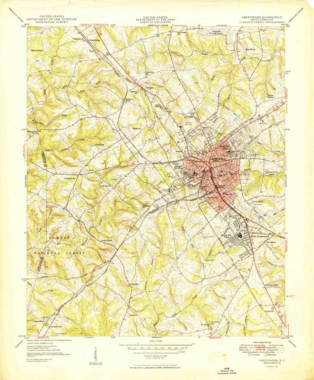 1949 Greenwood, SC - South Carolina - USGS Topographic Map
