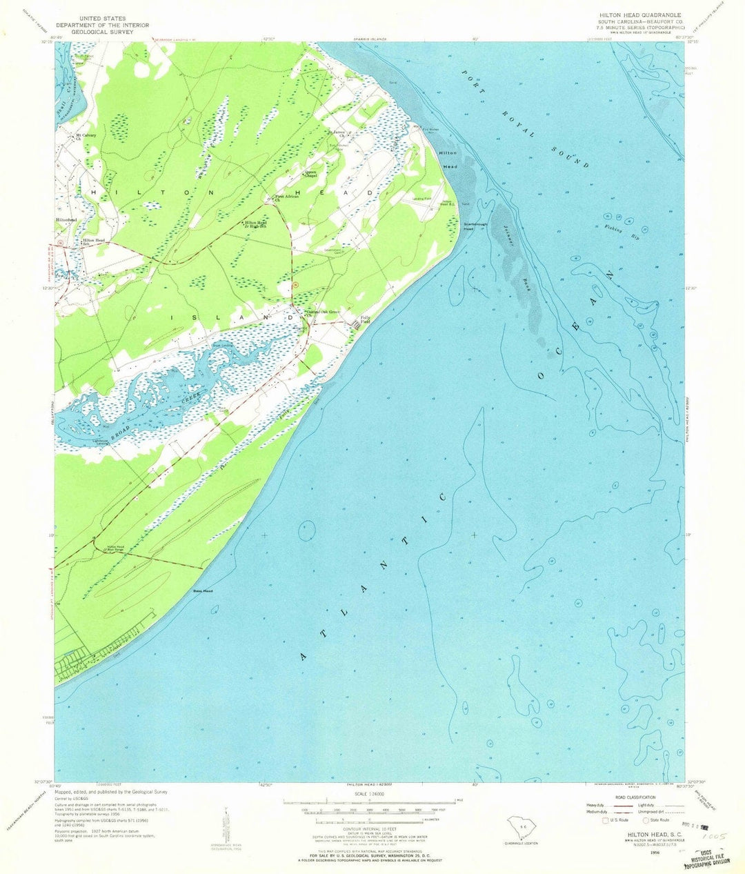 1956 Hilton Head, SC - South Carolina - USGS Topographic Map