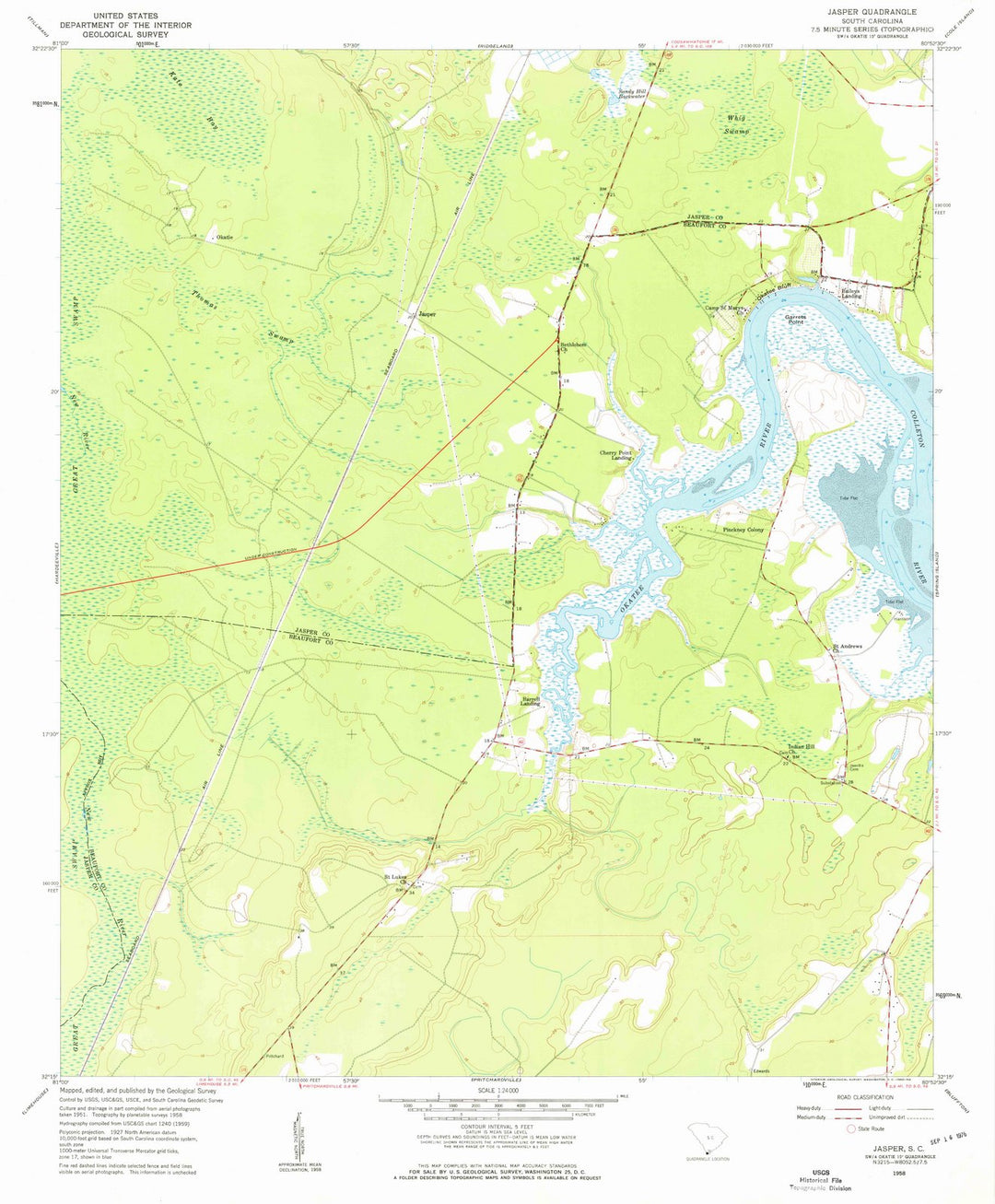 1958 Jasper, SC - South Carolina - USGS Topographic Map