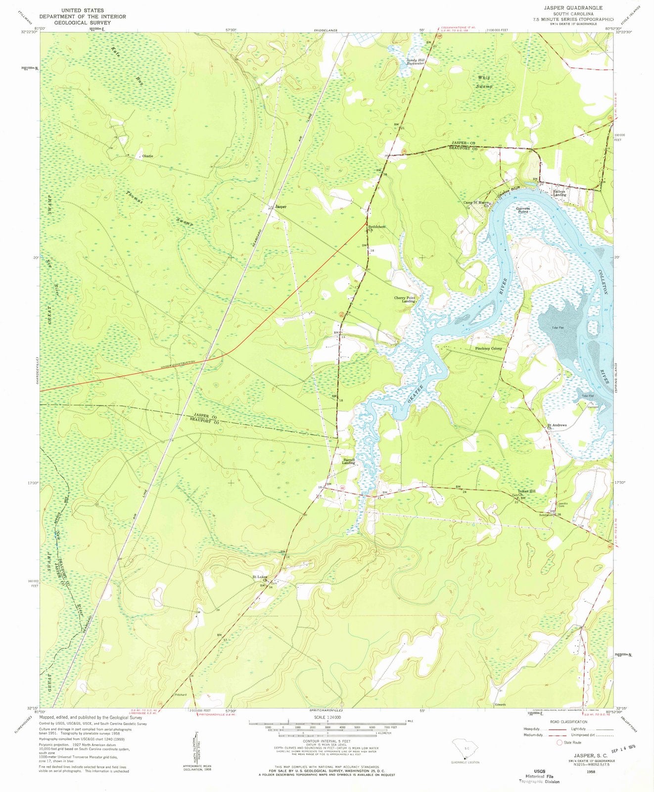 1958 Jasper, SC - South Carolina - USGS Topographic Map