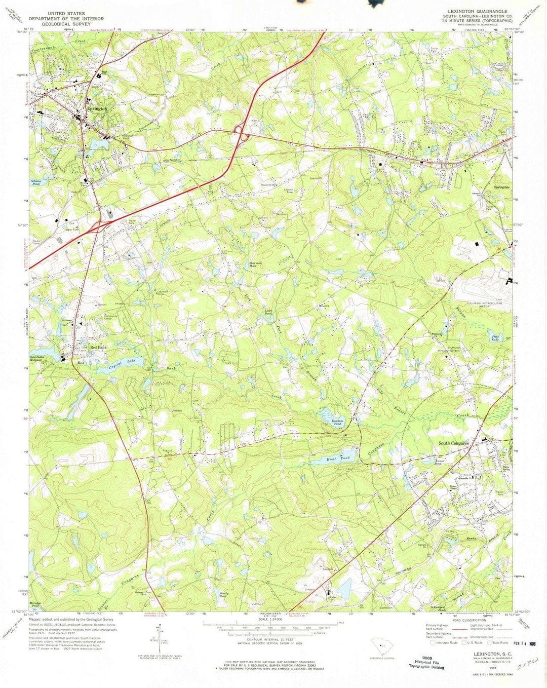 1972 Lexington, SC - South Carolina - USGS Topographic Map
