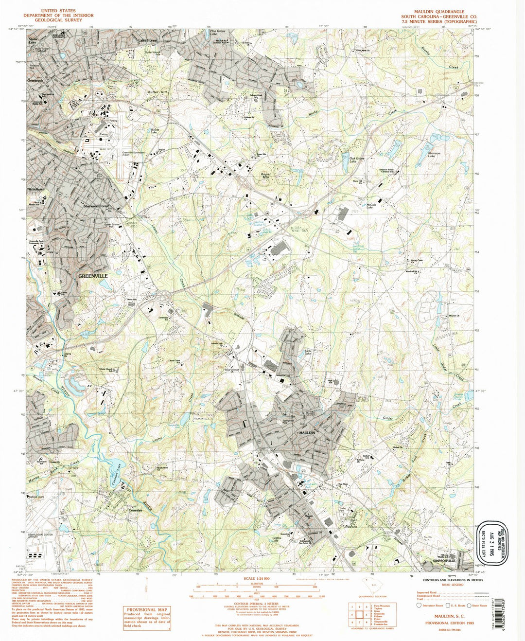 1983 Mauldin, SC - South Carolina - USGS Topographic Map