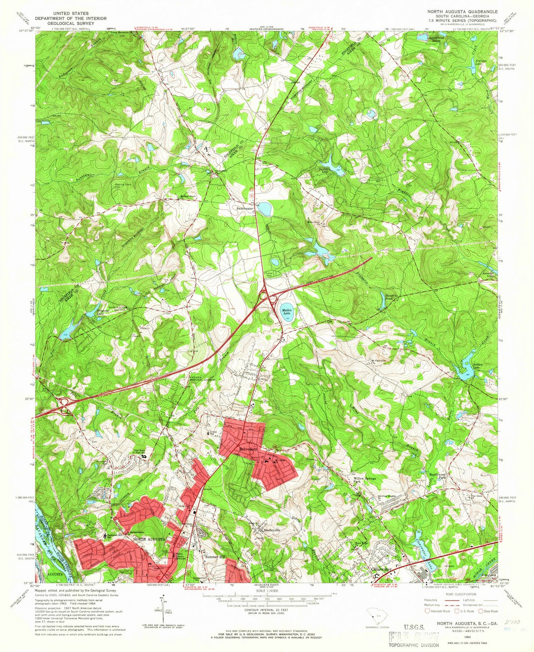1964 North Augusta, SC - South Carolina - USGS Topographic Map
