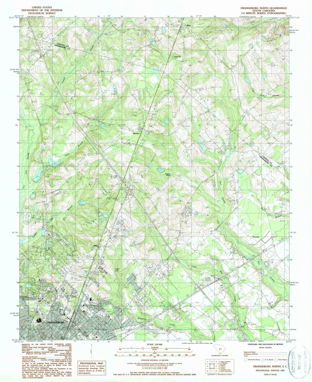 1987 Orangeburg, SC - South Carolina - USGS Topographic Map