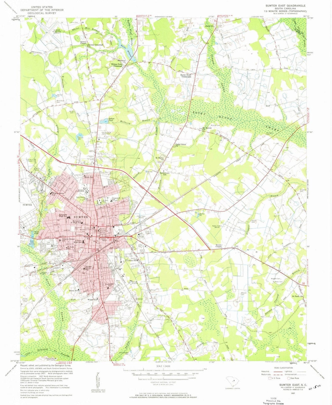 1957 Sumter East, SC - South Carolina - USGS Topographic Map