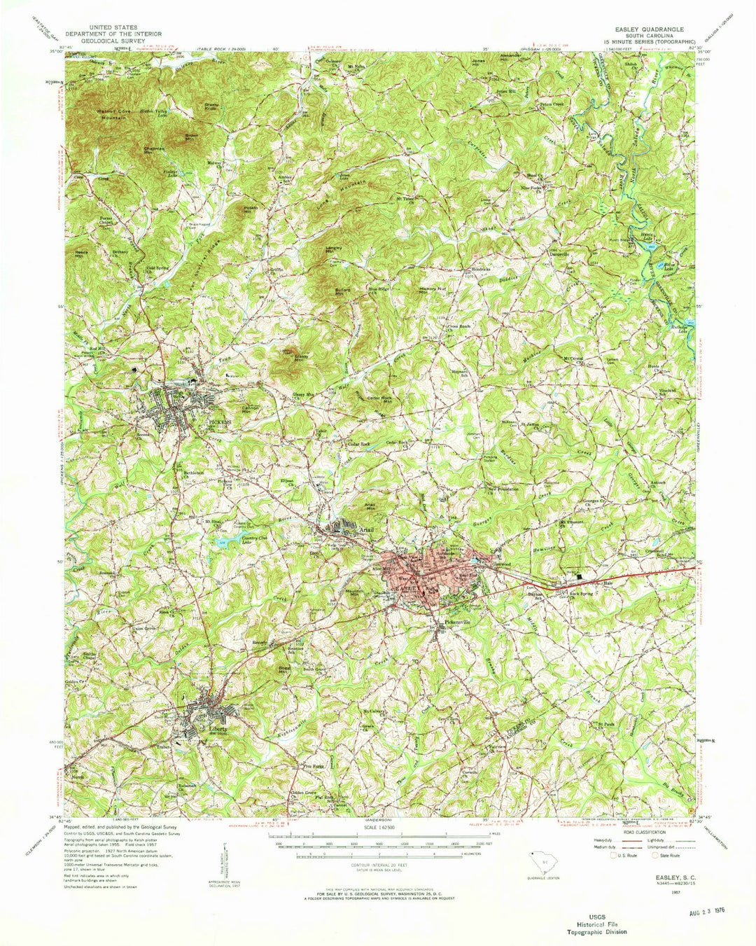 1957 Easley, SC - South Carolina - USGS Topographic Map