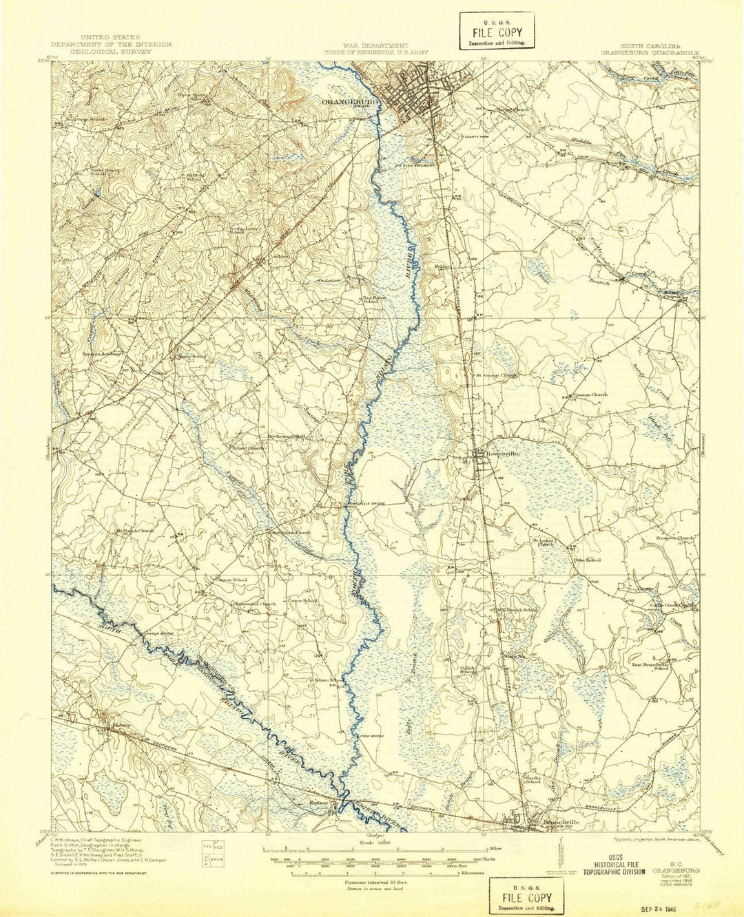 1921 Orangeburg, SC - South Carolina - USGS Topographic Map