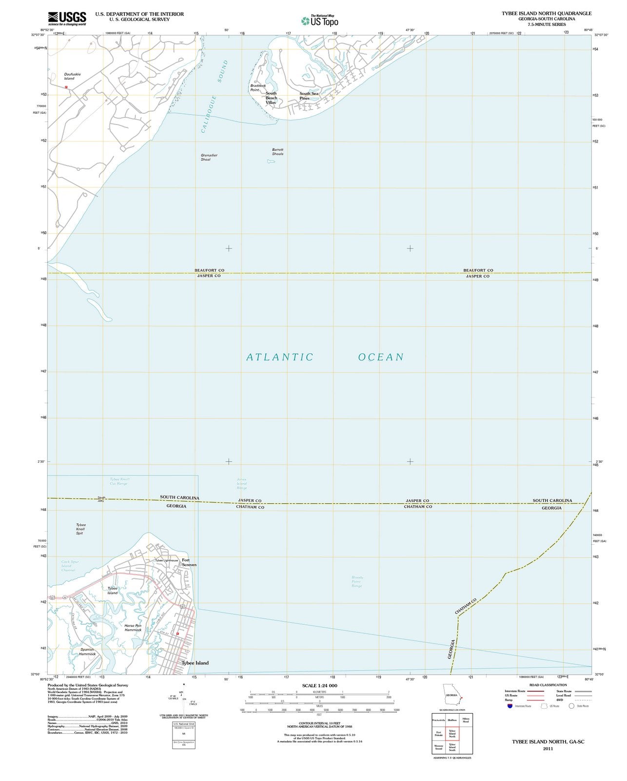 2011 Tybee Island North, GA - Georgia - USGS Topographic Map