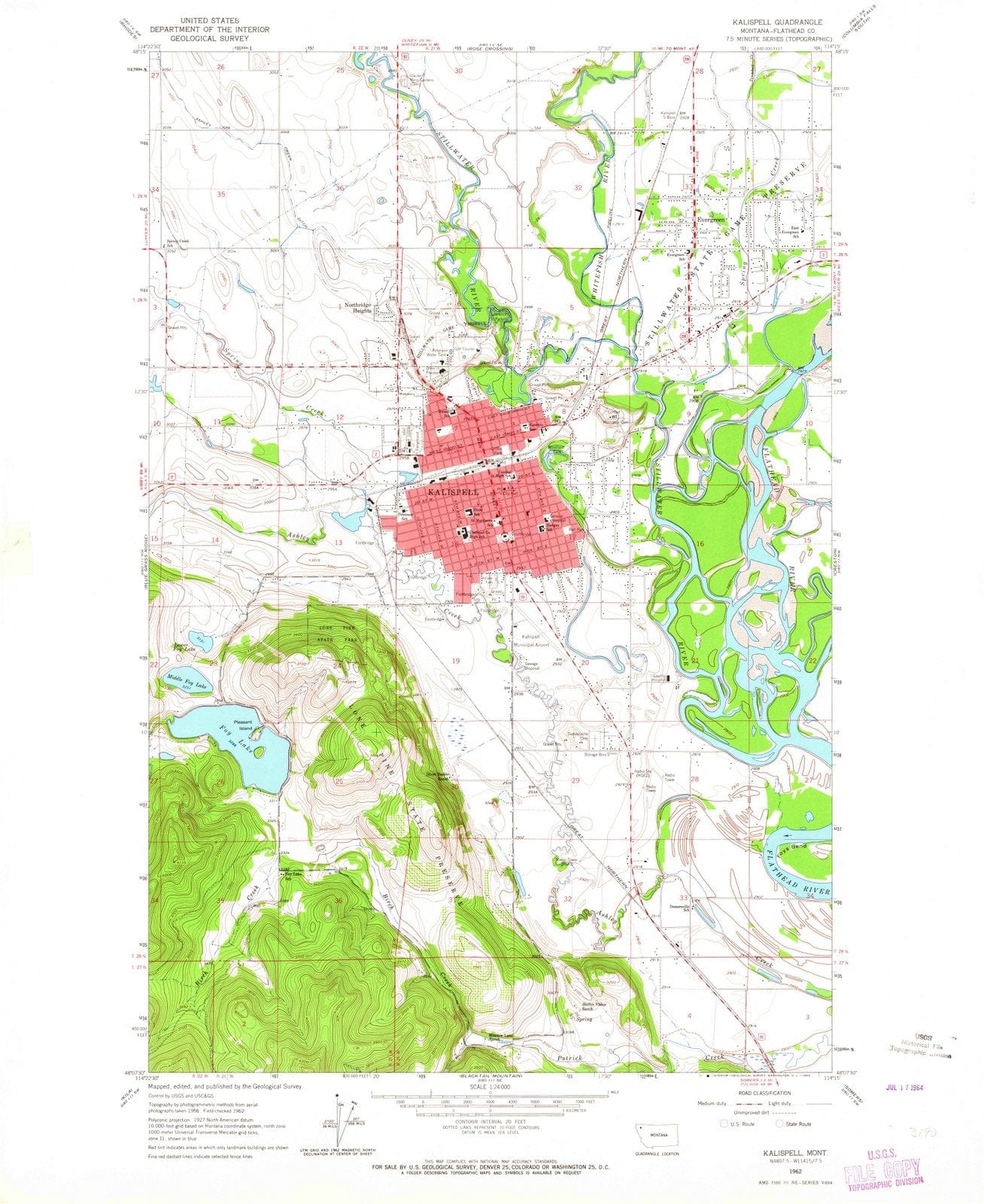 1962 Kalispell, MT - Montana - USGS Topographic Map
