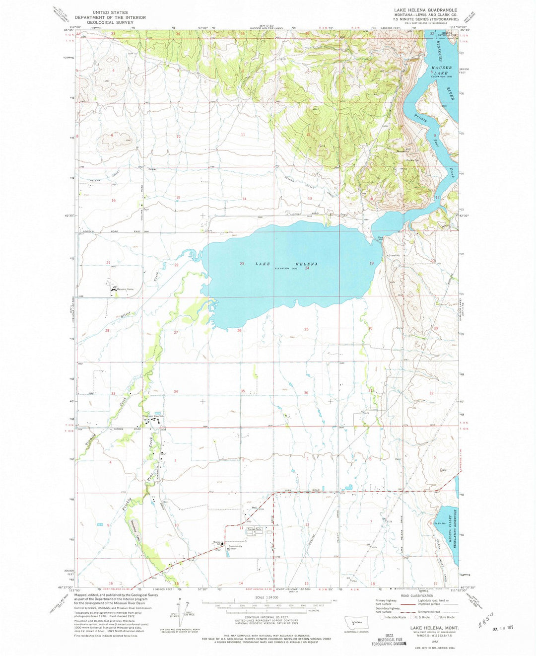 1972 Lake Helena, MT - Montana - USGS Topographic Map