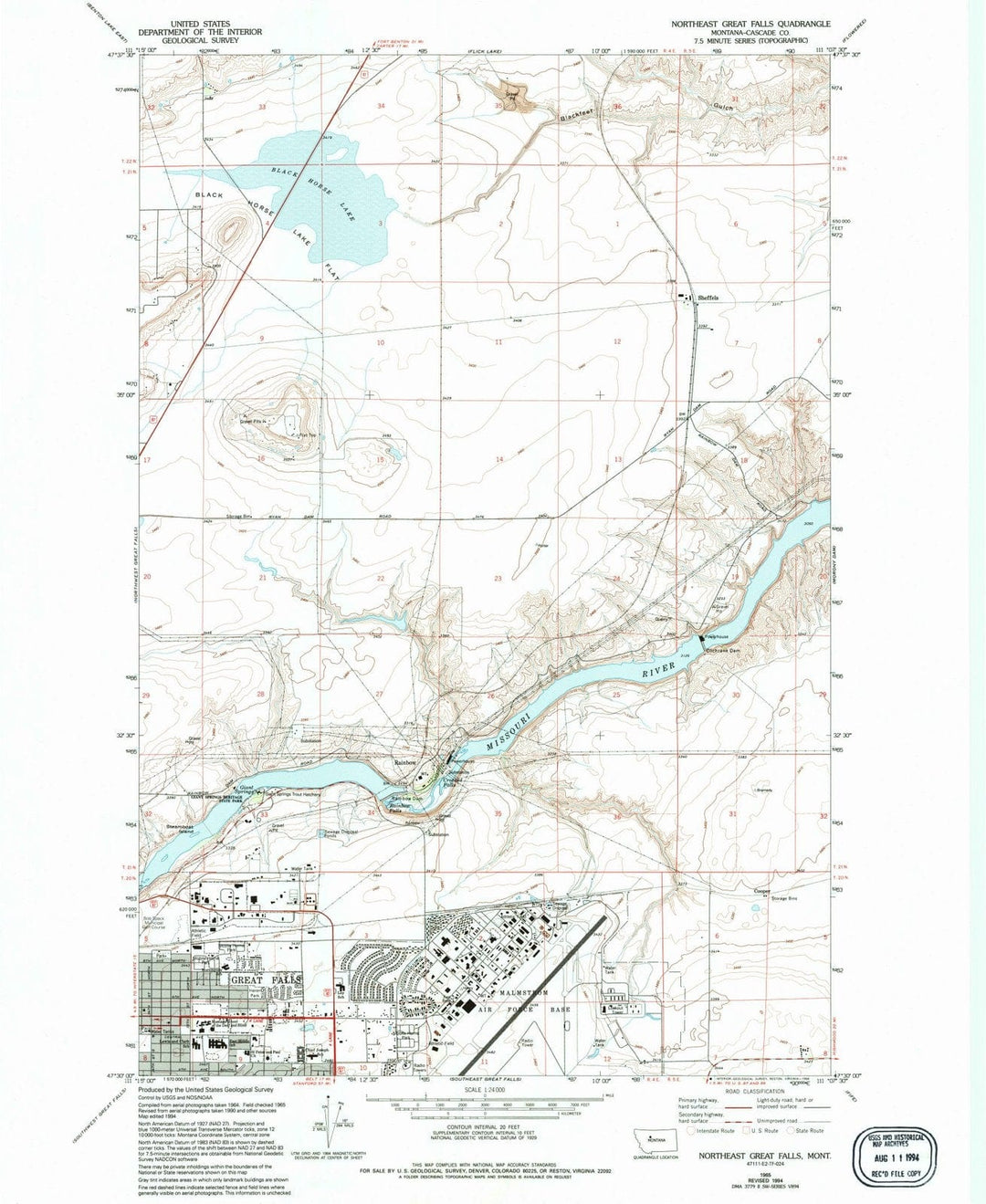 1965 Northeast Great Falls, MT - Montana - USGS Topographic Map