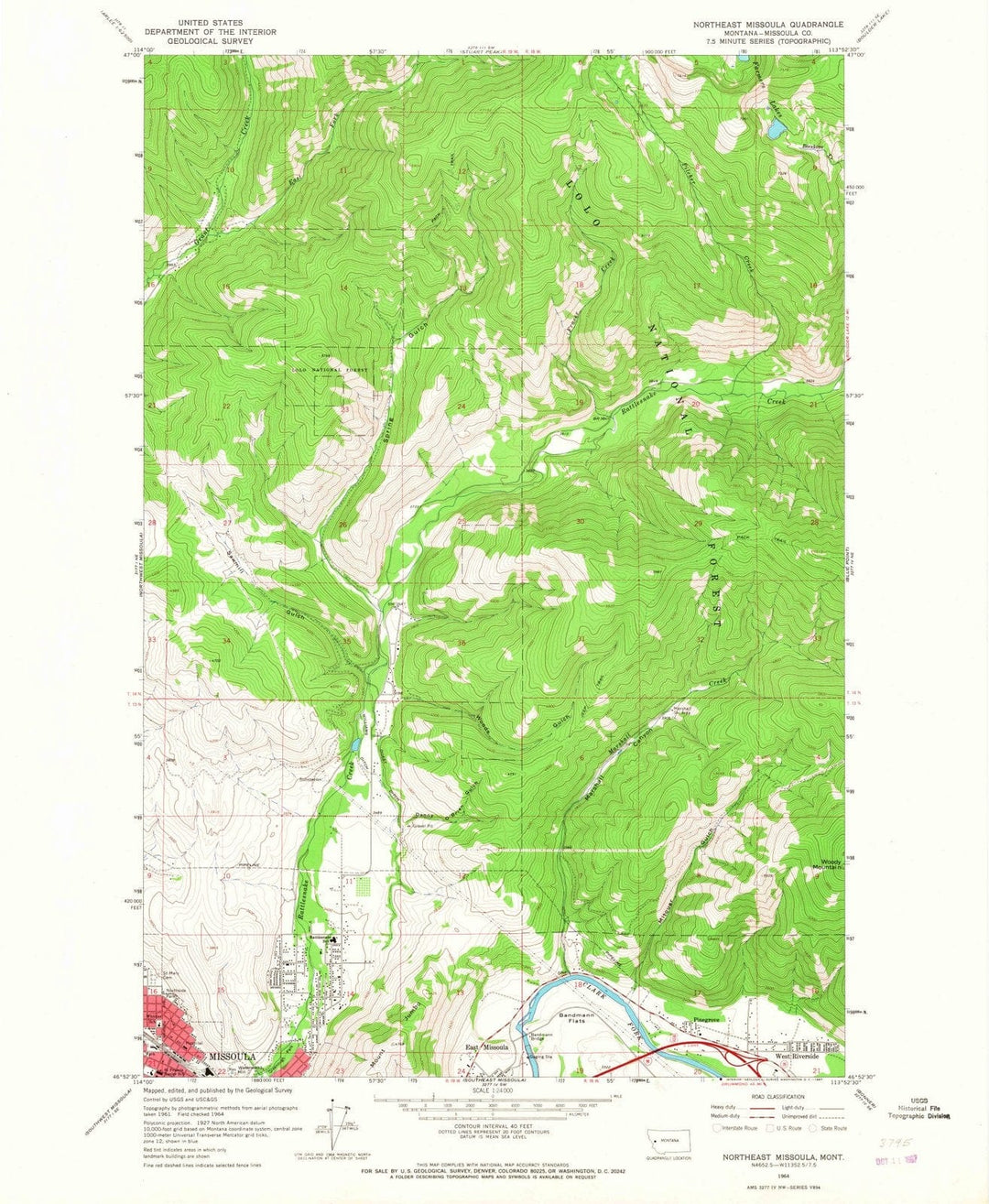 1964 Northeast Missoula, MT - Montana - USGS Topographic Map