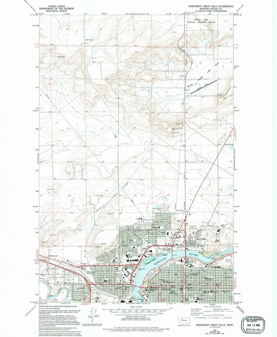 1965 Northwest Great Falls, MT - Montana - USGS Topographic Map