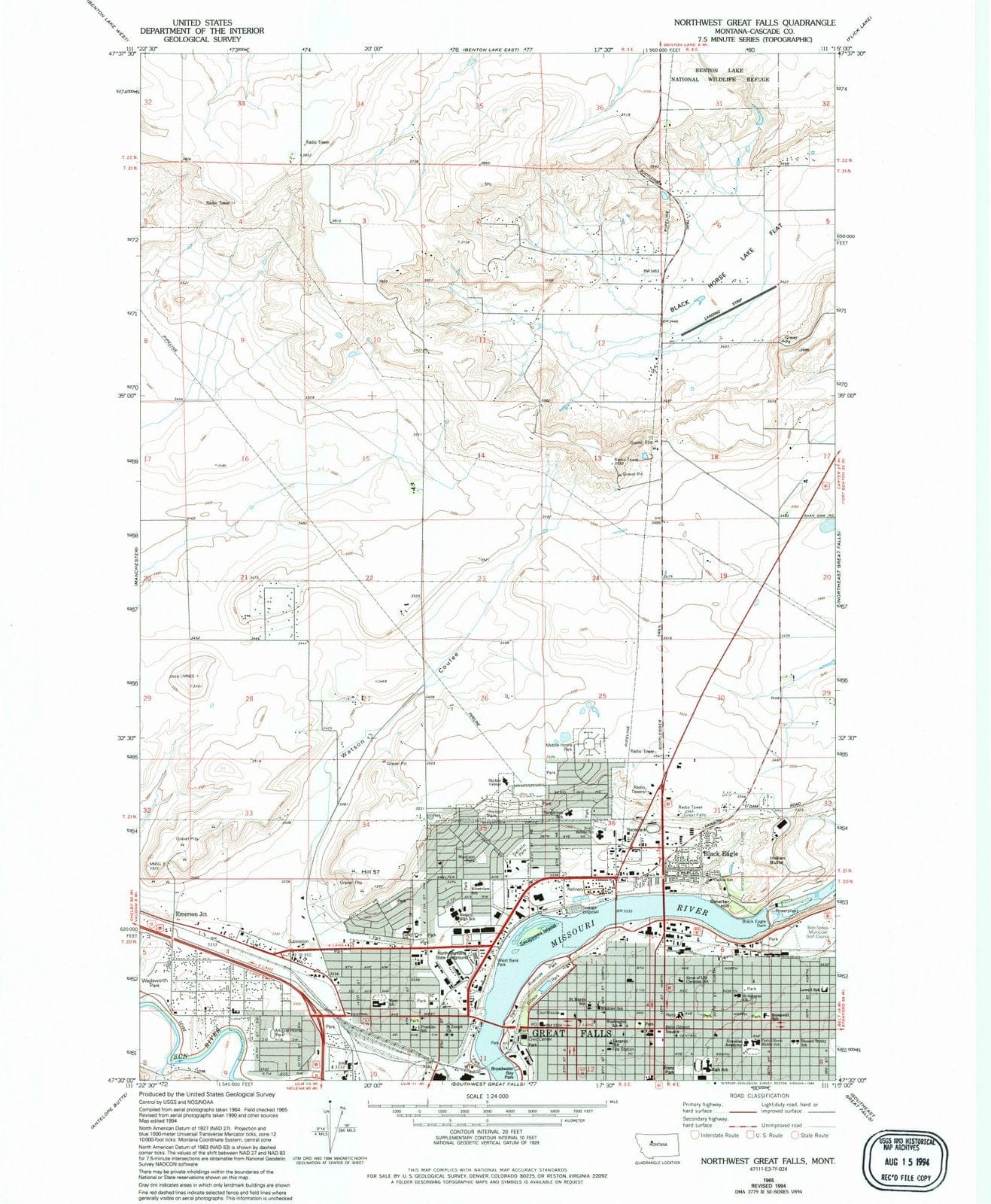 1965 Northwest Great Falls, MT - Montana - USGS Topographic Map