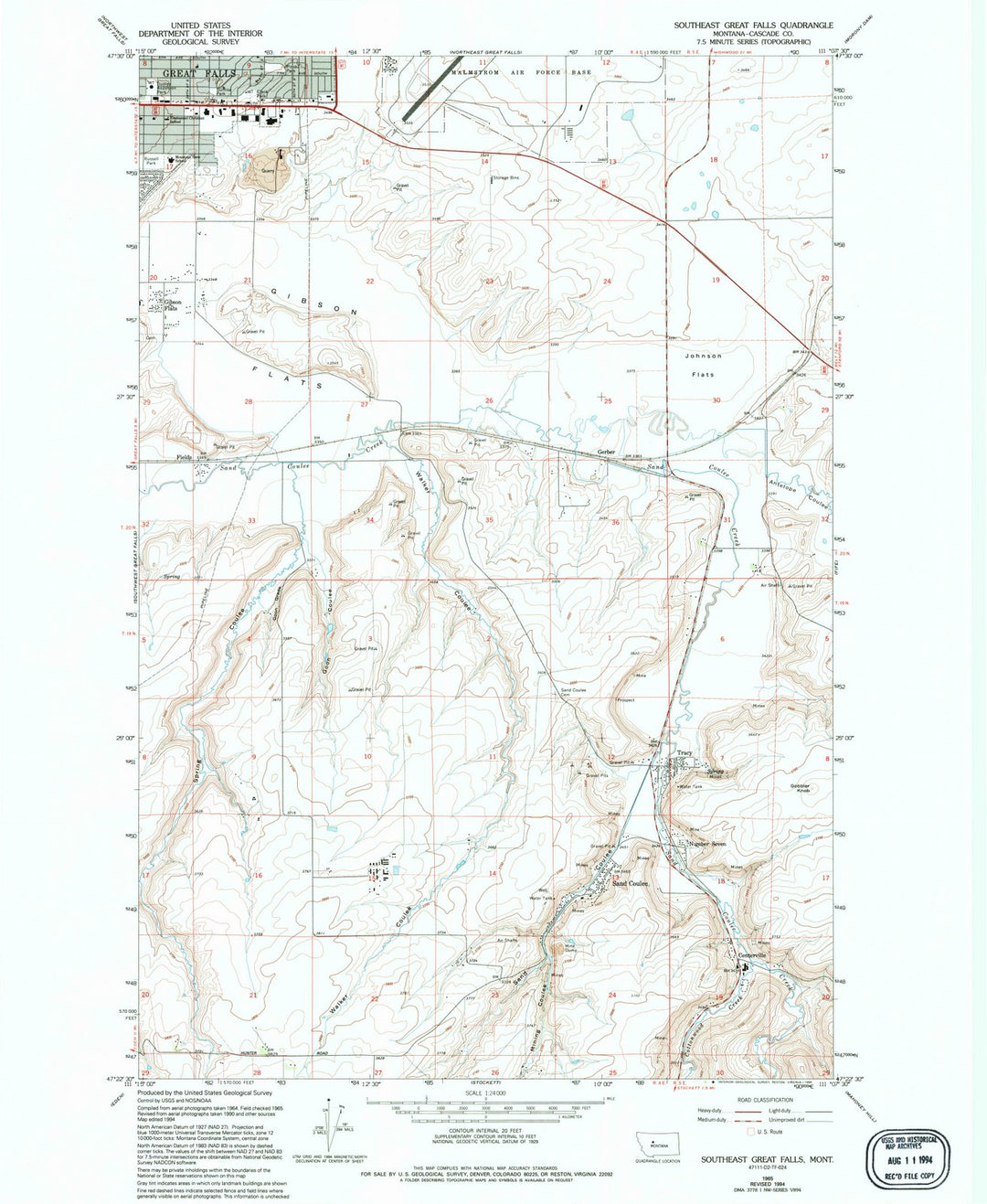 1965 Southeast Great Falls, MT - Montana - USGS Topographic Map